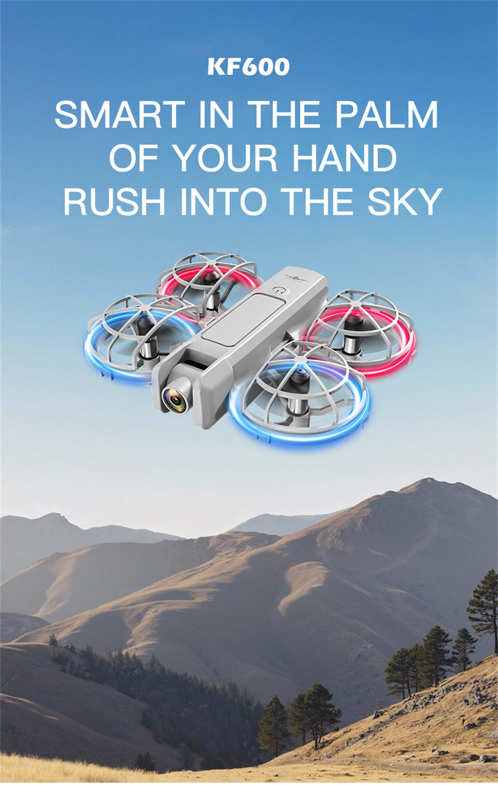 KFPLAN KF600 WiFi FPV with Screen Controller HD Camera Optical Flow Hover Circle Protection Kids Gifts Dazzling Lights 2.4G 4CH 6-Axis Remote Control RC Toys Drone Quadcopter RTF