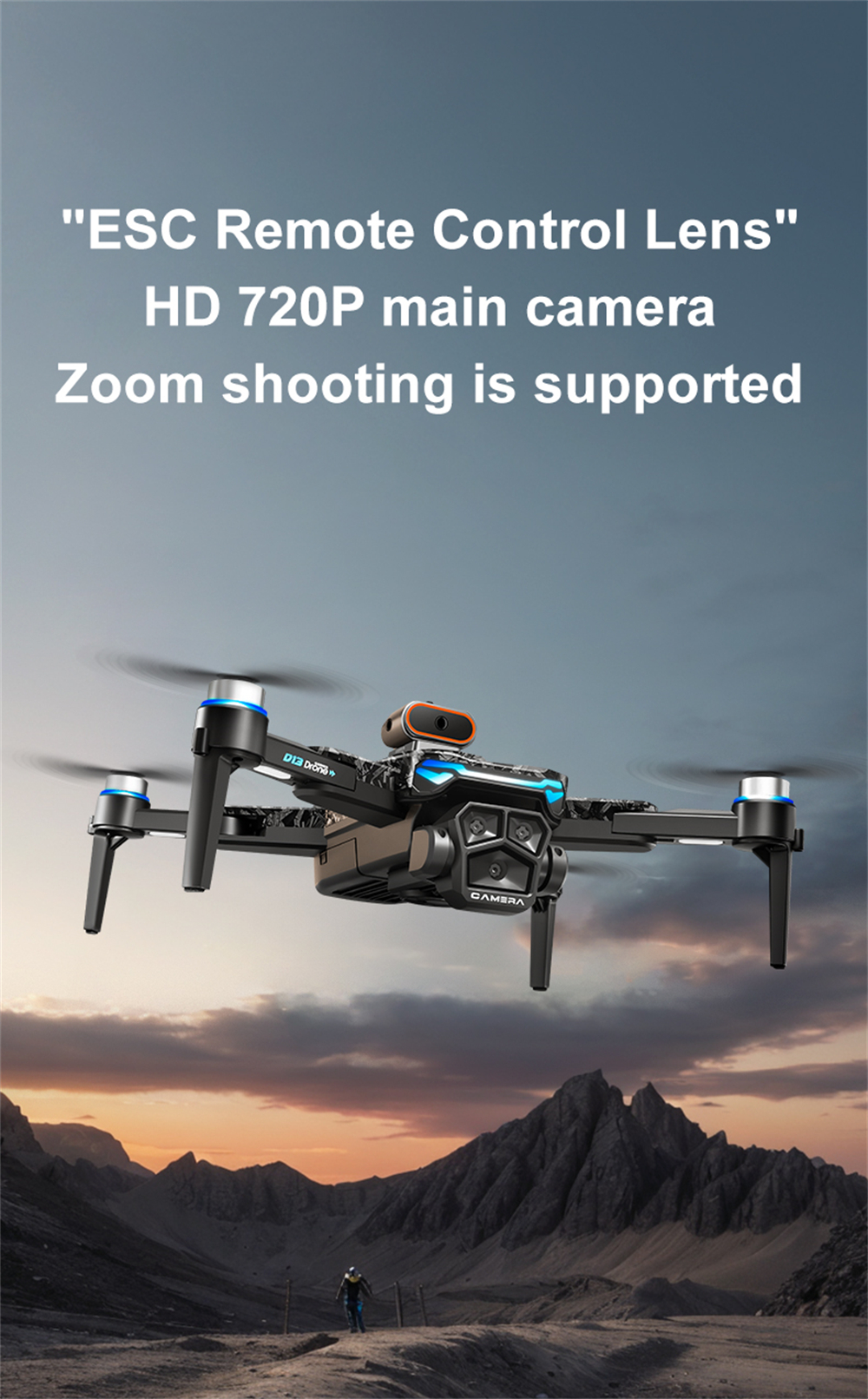 PJC D13 WiFi FPV with 5.6inch LCD Screen Controller 720P HD Dual Camera Servo Gimbal 360° Obstacle Avoidance Brushless Foldable RC Drone Quadcopter RTF