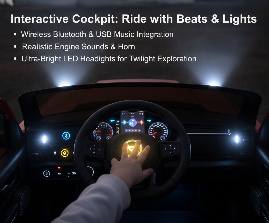 FUNTOK Licensed RAM Kids Ride on Car 24V 2 Seater Electric Pickup Truck 2.4G Remote Control Battery Powered Vehicle LED Lights Bluetooth Music Storage Trunk Toddler Boys Girls Outdoor Gift