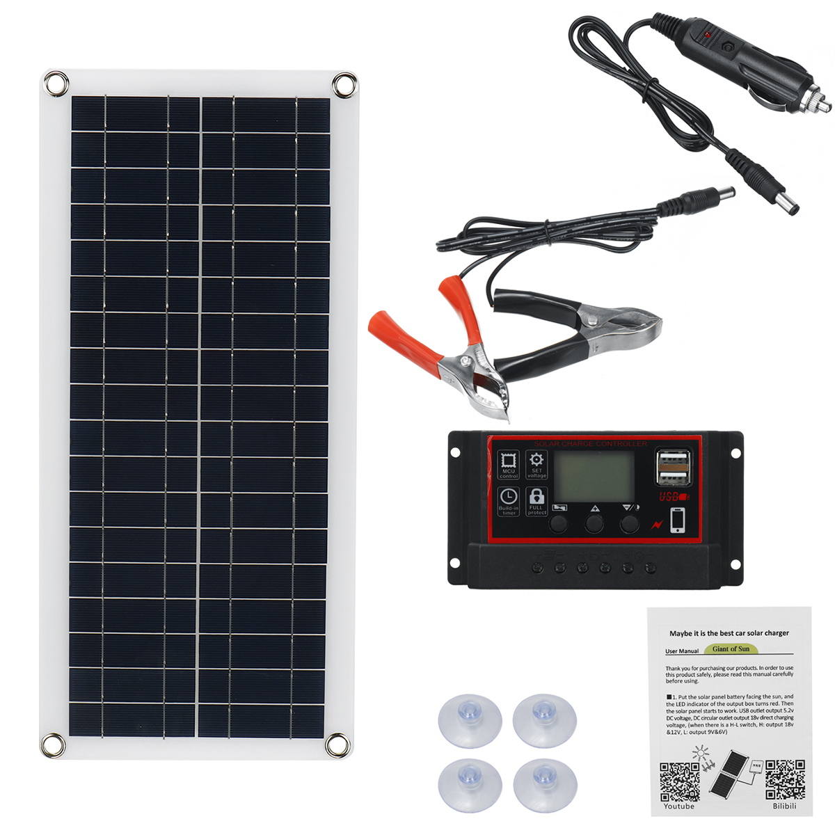 100W placa solar 12v para cargar bateria pannello solare cargador solar  para telefono movil solar system
