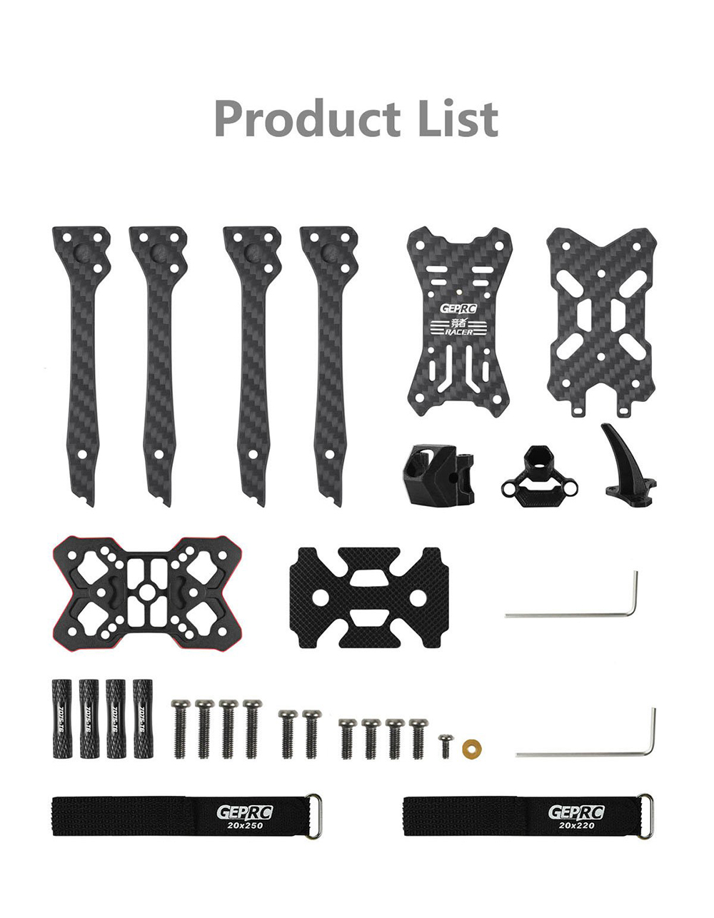 GEPRC RACER 208mm Wheelbase Carbon Fiber 5 Inch Frame Kit Support HDZero for RC Drone FPV Racing