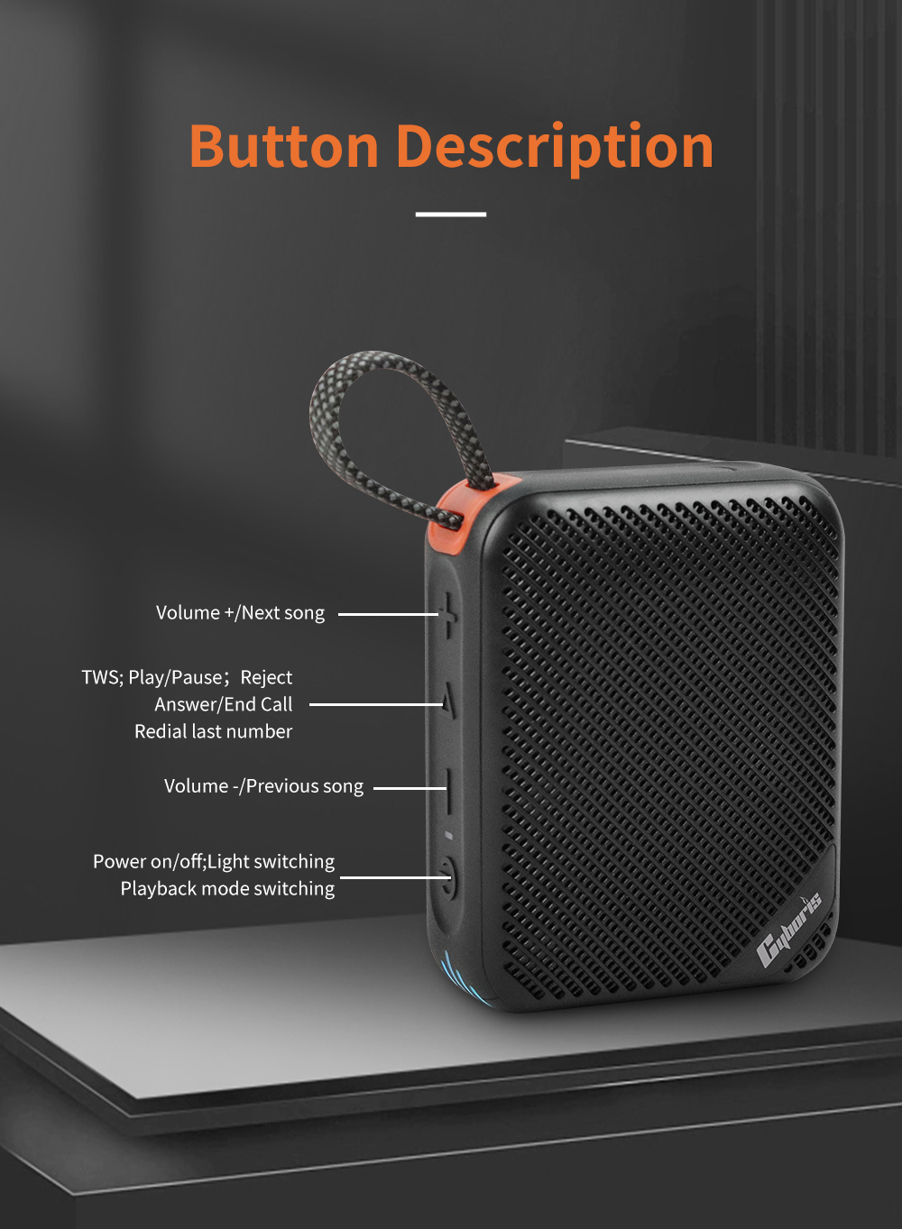 サイボリス T102屋外ポータブルBluetoothスピーカー 45mm大口径