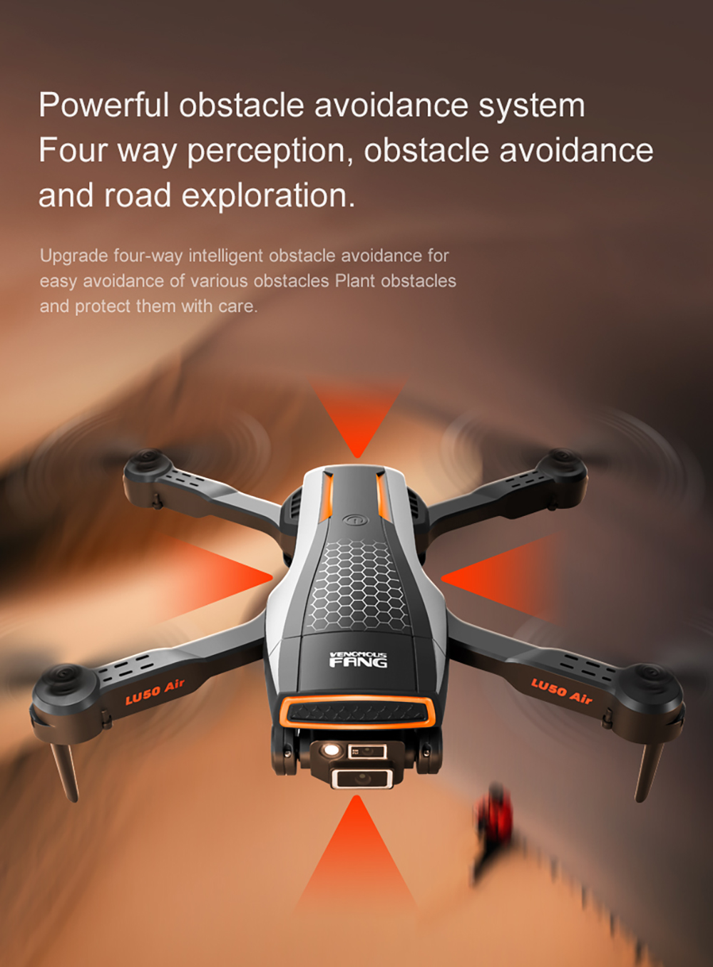 XLURC LC50 WiFi FPV with ESC Adjustable HD Dual Camera 360° Obstacle Avoidance Optical Flow Positioning Highlight LED Light Foldable RC Drone Quadcopter RTF