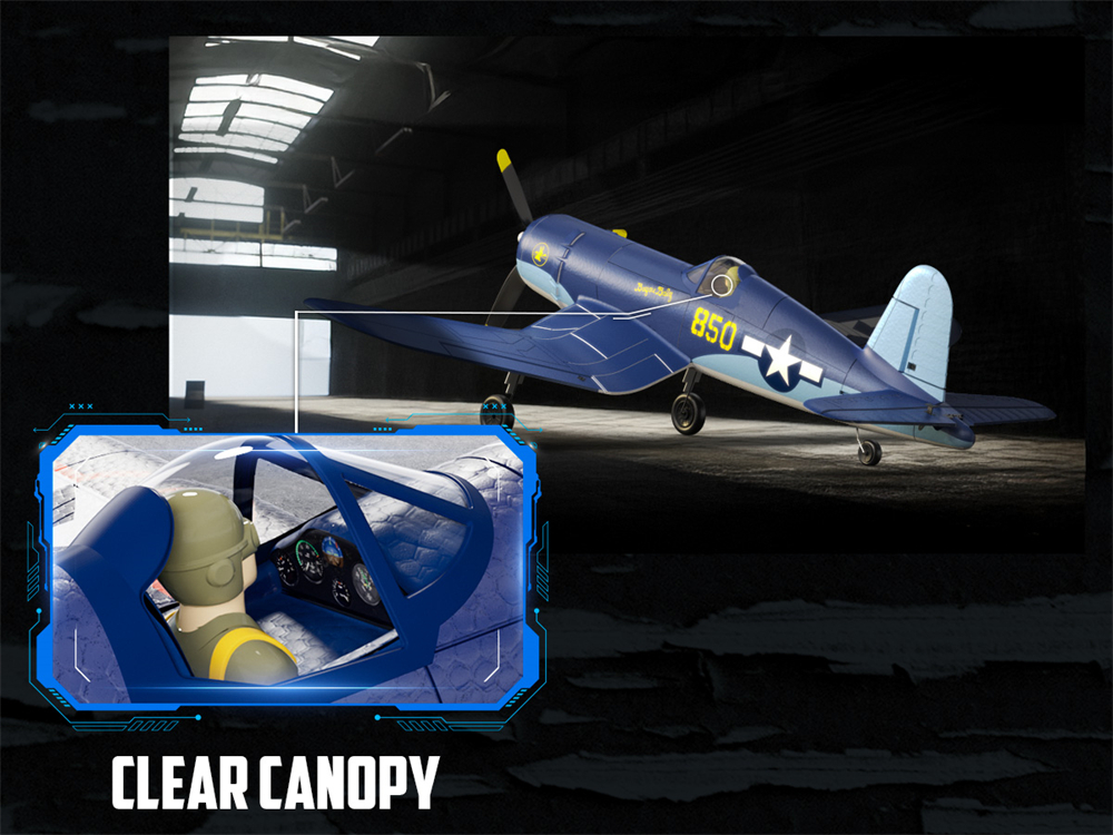 Eachine F4U CORSAIR VMF-217 2.4G 4CH Brushless 500mm Wingspan 6-axis Gyro One Key Take off Aerobatic EPP Warbird Glider RC Airplane BNF/RTF for Beginner