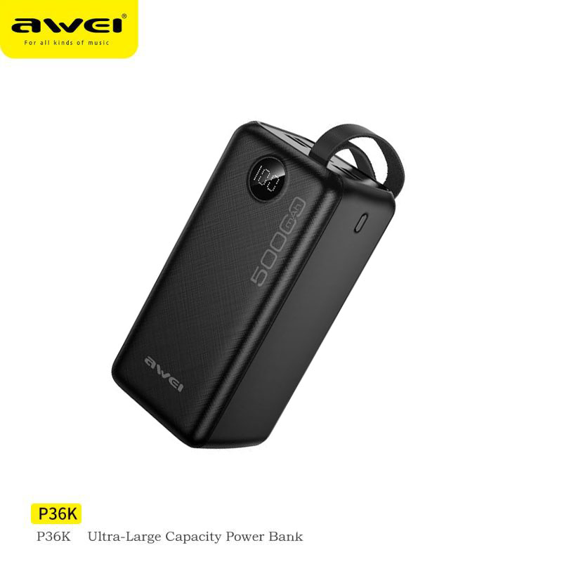 Awei P36K 22.5W 50000mAh Power Bank External Battery Power Supply with 4USB Fast Charging for iPhone 12 13 14 14 Pro 14Pro Max for Huawei Mate50 for Samsung Galaxy S23