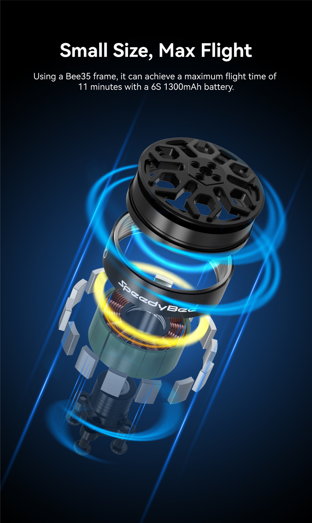SpeedyBee 2006 1950KV 6S Brushless Motor 1.5mm Shaft for Bee35 3.5 Inch RC FPV Racing Drone