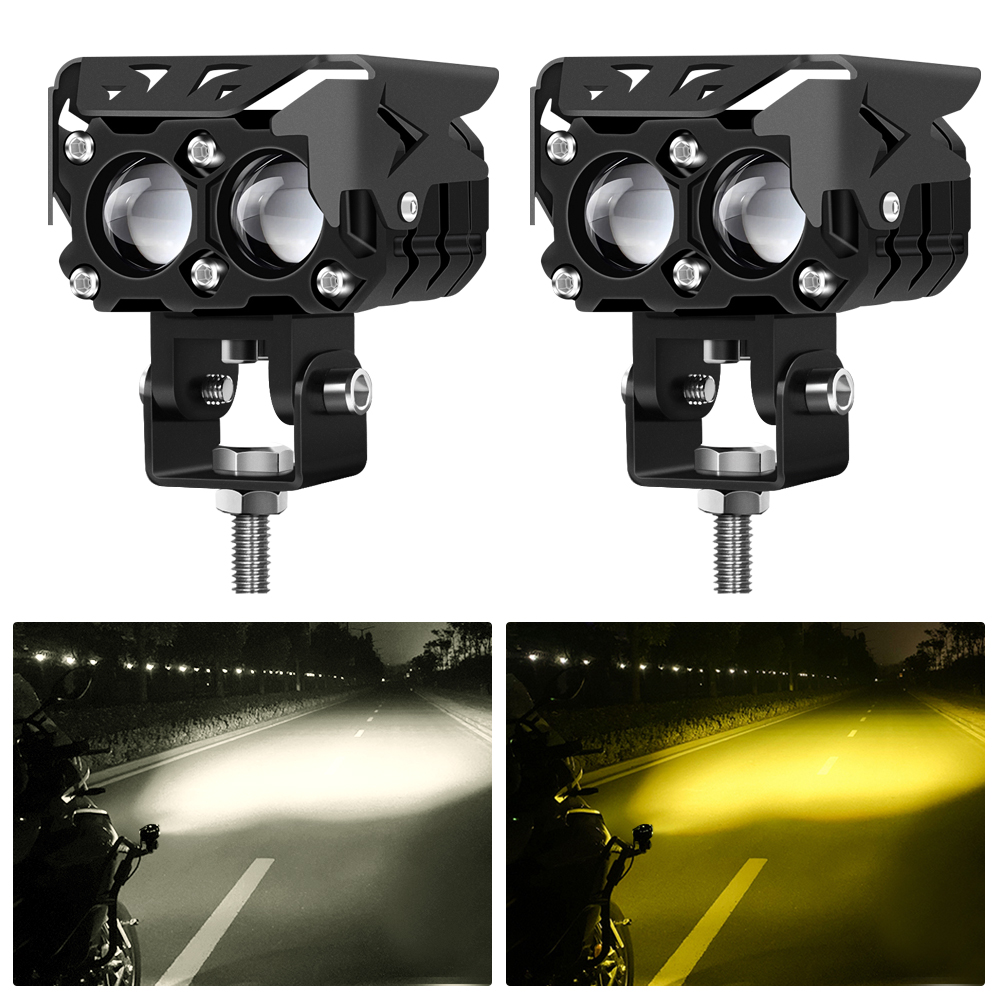 1Pair 12-60V 60W  Headlamp Fog Lamp Spotlight White & Yellow For Car Motorcycle