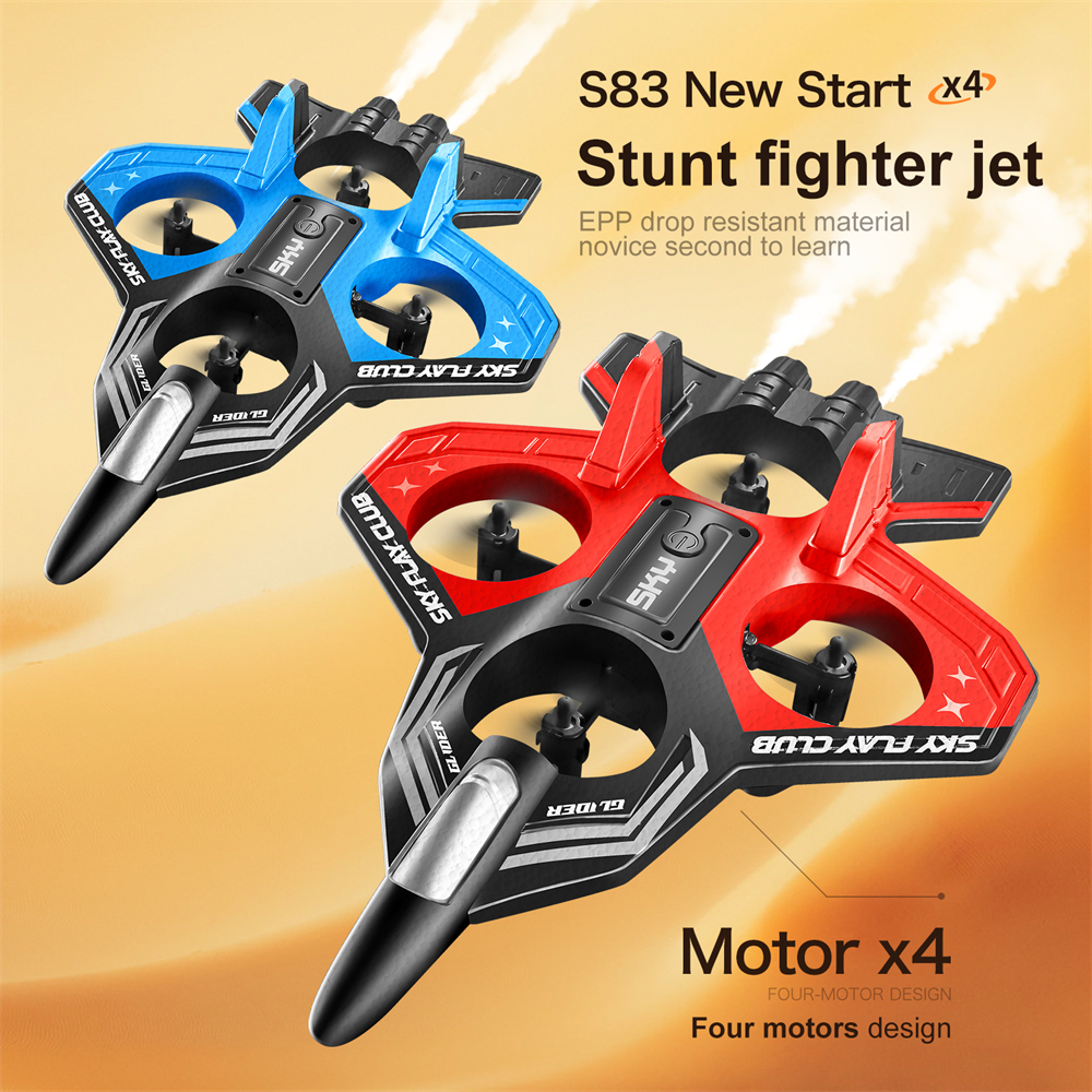 YLR/C S83 2.4G EPP Glider Altitude Hold Mode 360° Roll 4 Motors 4CH LED RC Drone Airplane Quadcopter Stunt Fighter RTF