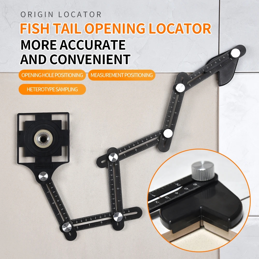 Tile Multi Angle Measuring Ruler with Drilling Locator Universal Angular Template Izer