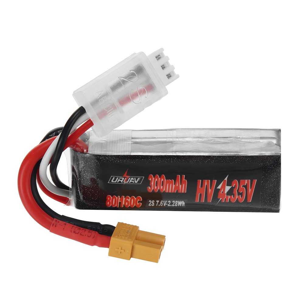 URUAV Power 7.6V 300mAh 80C/160C 2S HV 4.35V LiPo Battery XT30 Plug for RC Drone