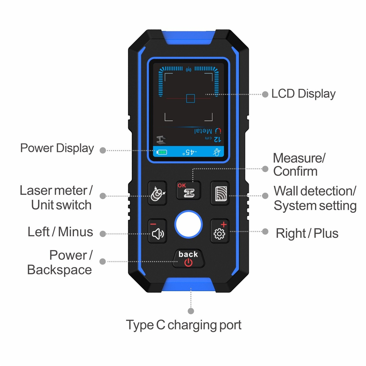 NOYAFA NF-518 Pinpointer metal detector multifunction 3in1 Detector Wall Scanner Metal Wood AC Live Wires Handheld Depth Tracker