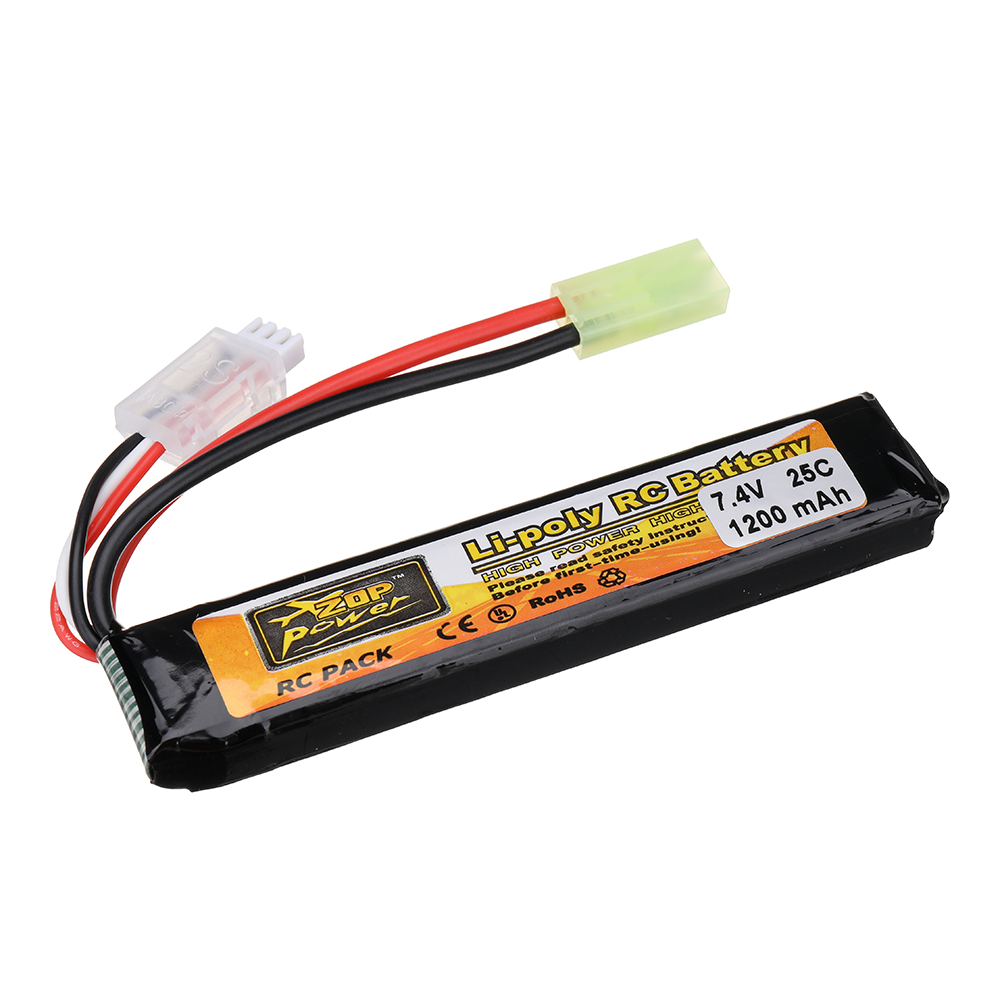 ZOP Power 7.4V 1200mAh 25C 2S LiPo Battery Tamiya Plug With T Plug Adapter Cable for RC Car