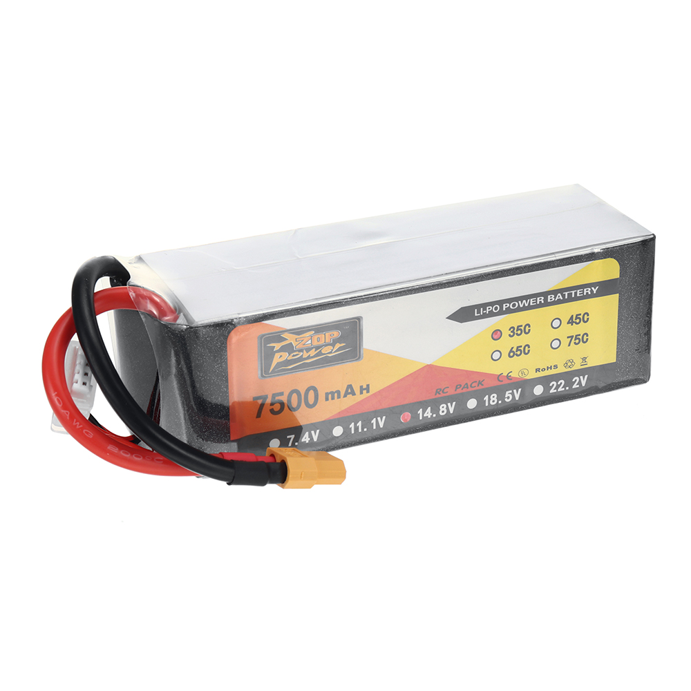 ZOP Power 14.8V 7500mAh 35C 4S1P LiPo Battery XT60 Plug for RC Drone