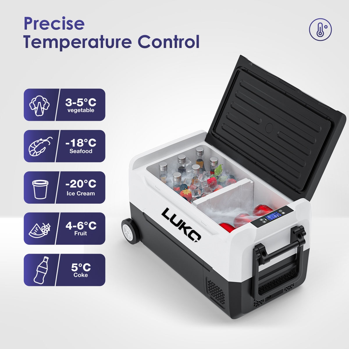 [EU Direct] LUKO Portable Mini Fridge With Wheels 12 Volt Car Refrigerator 35Liter RV Freezer Cooler For Camping Trucks Travel Car And Home