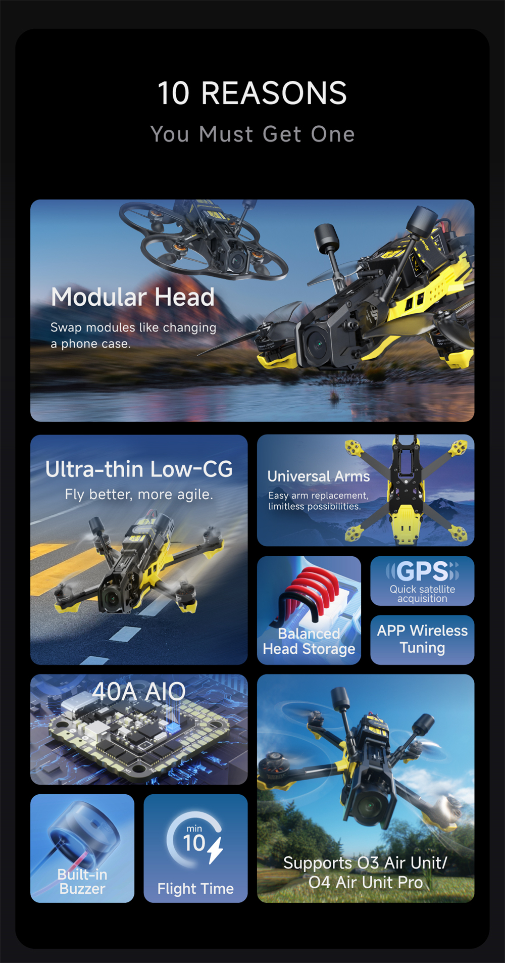 SpeedyBee Master 3X Modular 171mm 4S F4 FPV Racing Drone PNP BNF with O4 Pro / Power Version Optional