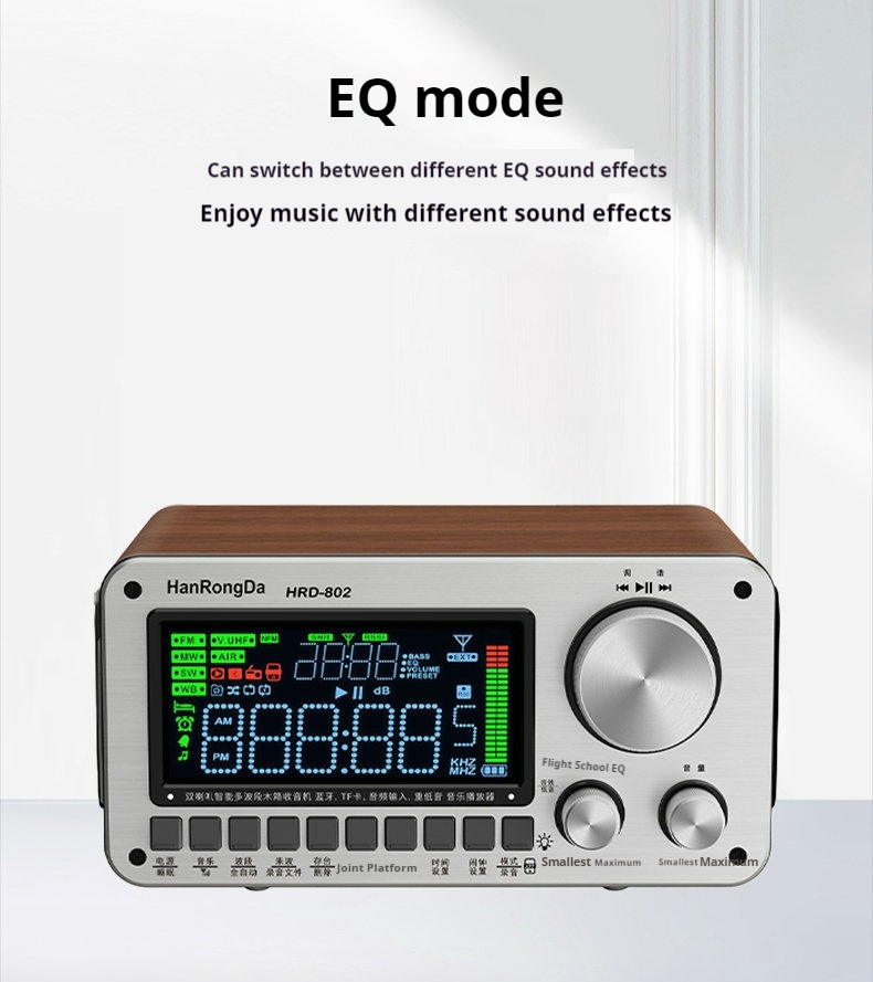 HanRongDa HRD-802 木製Bluetoothスピーカー マルチバンドラジオ