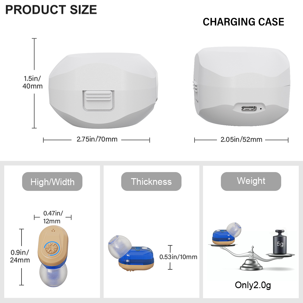 Hearing Amplifiers Noise Cancelling Rechargeable Mini Personal Sound Amplifiers for Adults Elderly Children