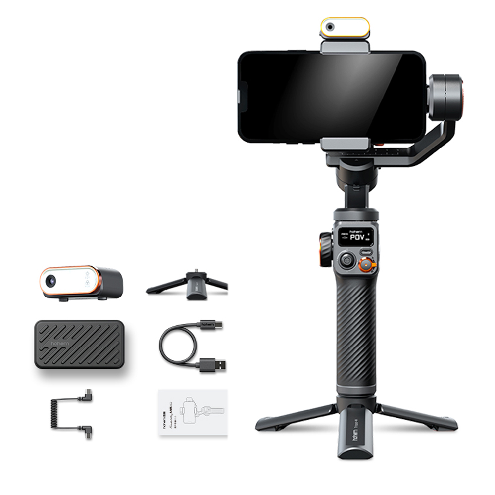 HOHEM M6 Mobile Phone Anti-shake Gimbal Magnetic Suction AI follow-up Infinite rotation Multi-color Fill Light OLED Large-screen Display 400g Load-bearing Handheld Live Shooting Stabilizer