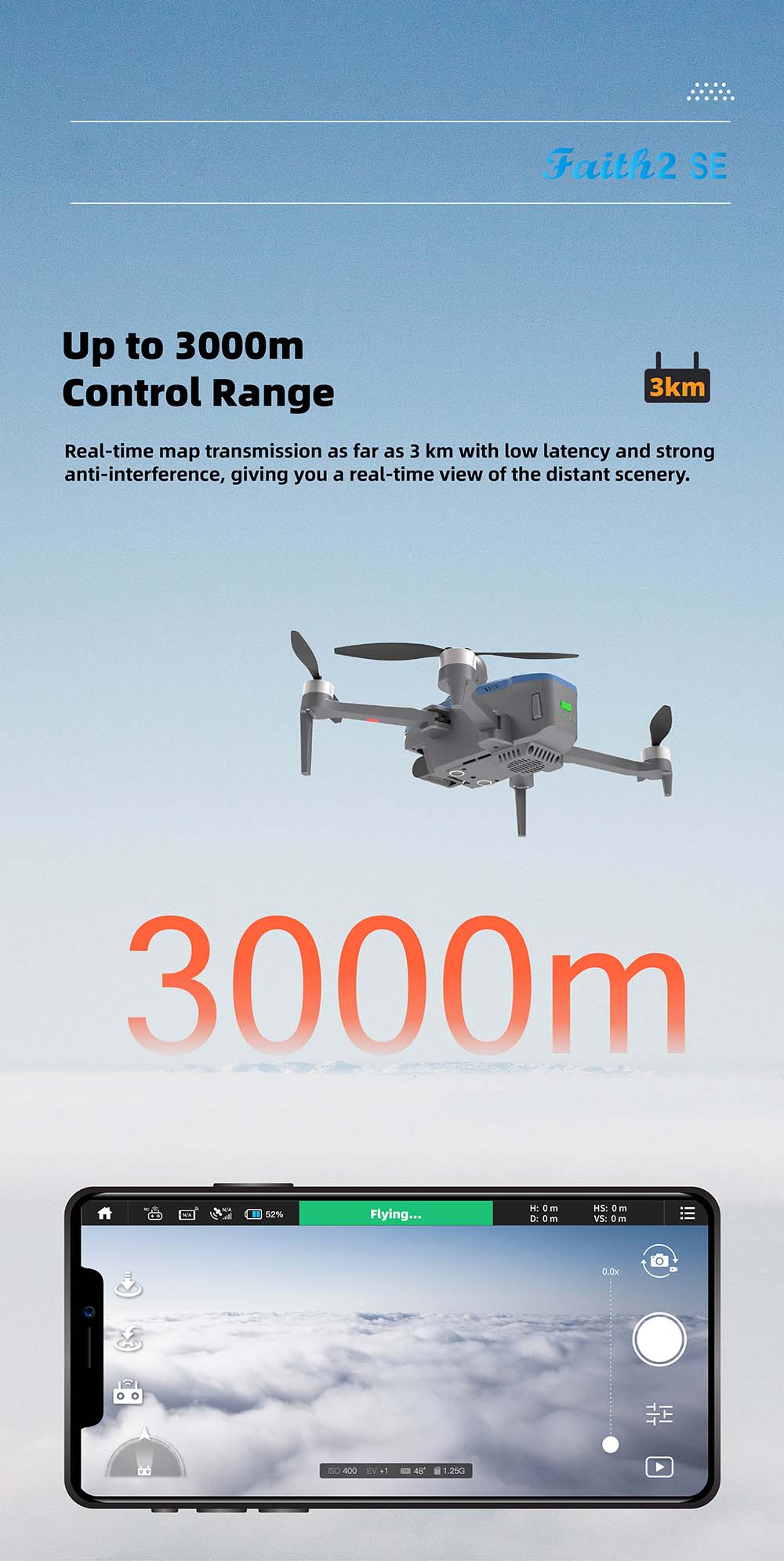 C-FLY Faith 2 SE DF809G GPS 5.8G 3KM FPV with 4K Camera 3-Axis Brushless Gimbal 540° 2-Axis Obstacle Avoidance Foldable RC Drone Quadcopter RTF