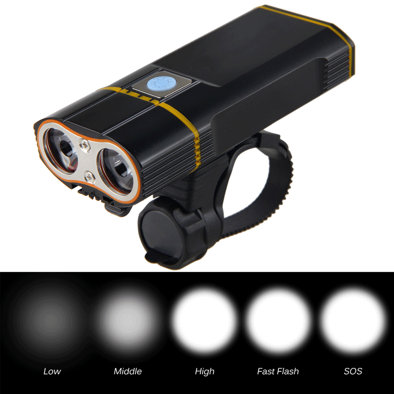 DL12 Bike Headlight 10400mAh Battery Power Display IPX6 Waterproof 5 Light Modes 360° Rotation Aluminum Alloy Front Light Flashlight for Bicycle Motorcycle Scooter