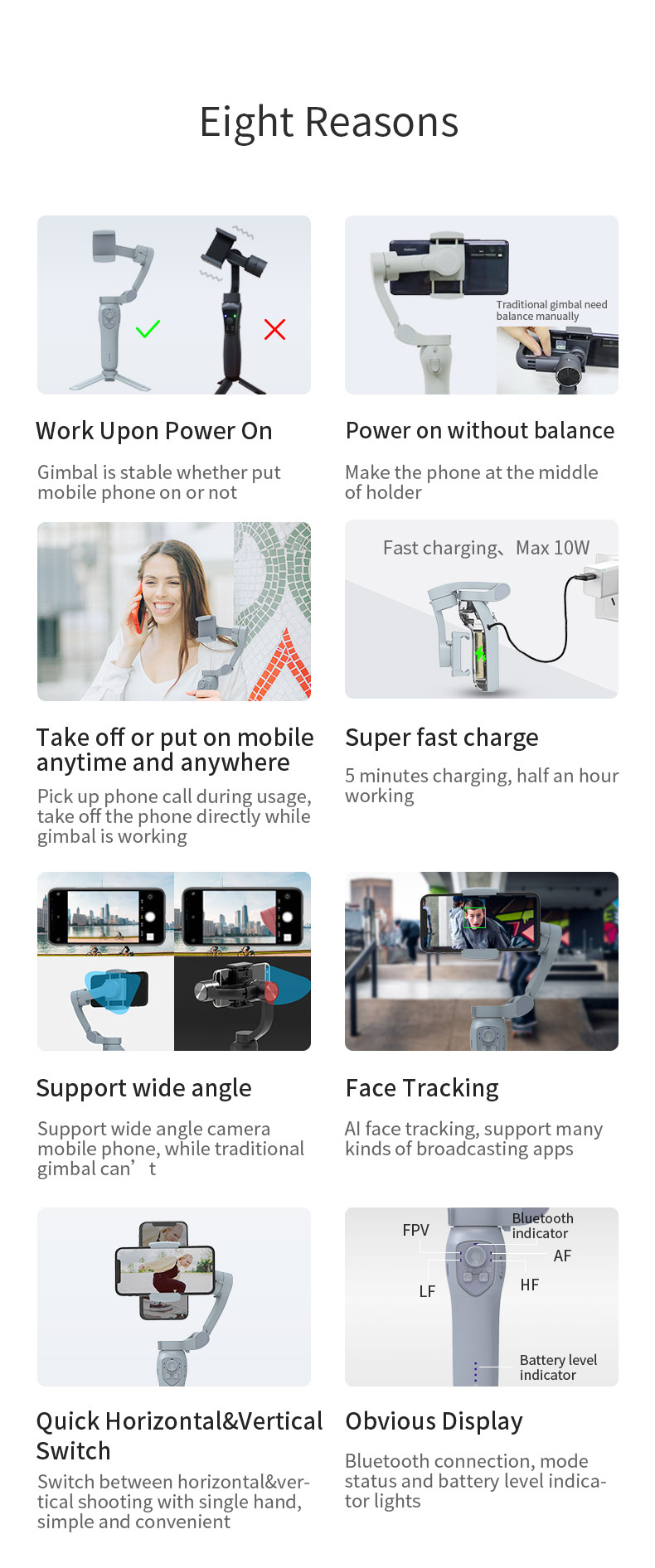 L7Cpro 3-Axis Handheld Gimbal Stabilizer for Smartphone with Facial Tracking Anti-shake Portable Tripod Selfie Stick for Tiktok Vlog Live Streaming