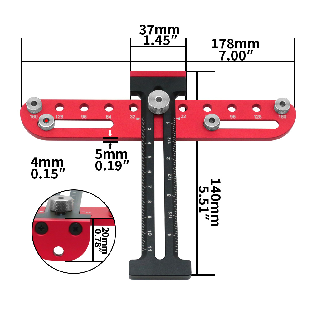 Cabinet Hardware Jig Door Cabinet Handle Hole Pitch Punch Locator for Installation of Handles Knobs on Doors Drawer