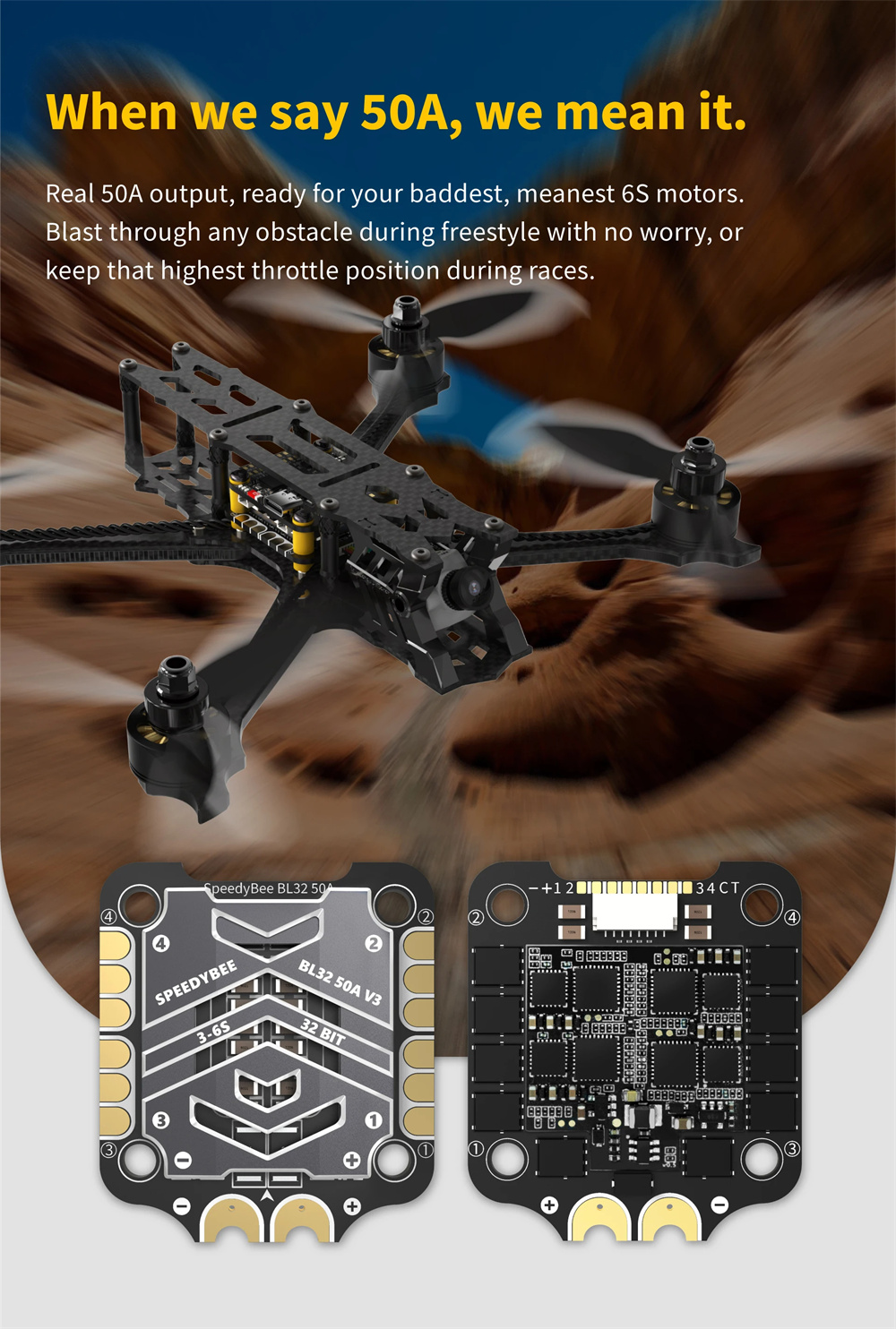 30.5x30.5mm SpeedyBee F7 V3 Flight Controller BL32 50A 4in1 ESC 3-6S Stack for FPV Racing RC Drone