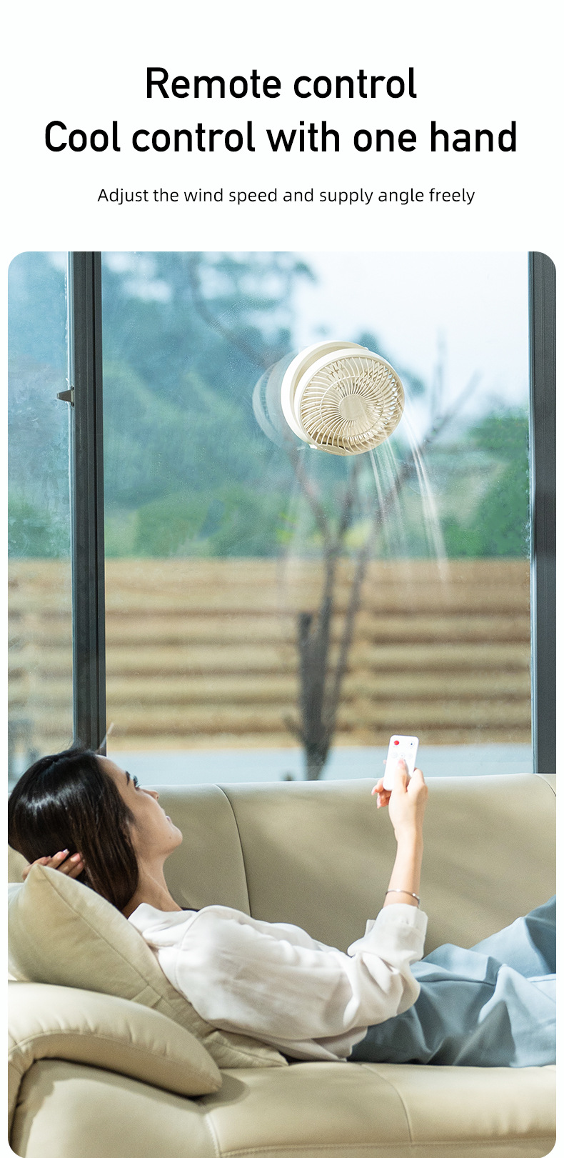 Creative Desktop Wall Hanging Fan Remote Control Shaking Head Home Atmosphere LED Light Small Fan Folding Desktop Electric Fan
