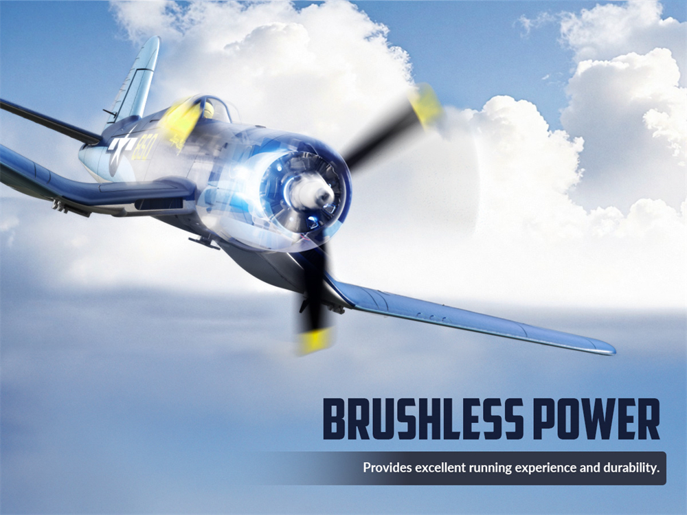 Eachine F4U CORSAIR VMF-217 2.4G 4CH Brushless 500mm Wingspan 6-axis Gyro One Key Take off Aerobatic EPP Warbird Glider RC Airplane BNF/RTF for Beginner
