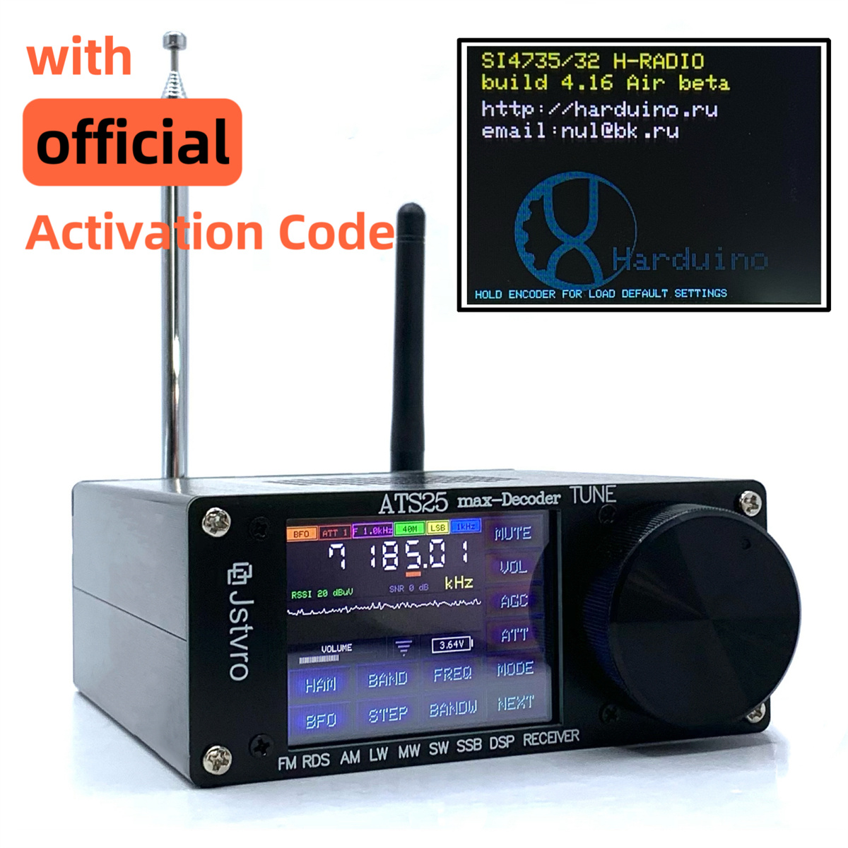 SI4732 ATS-25max-DECODER Radio Receiver 4.16 Version Adds CW RTty Decoding Function WiFi Function Four Audio Spectrum DSP Receiver FM LW (MW and SW) and SSB Built -in 3000mA Lithium Battery