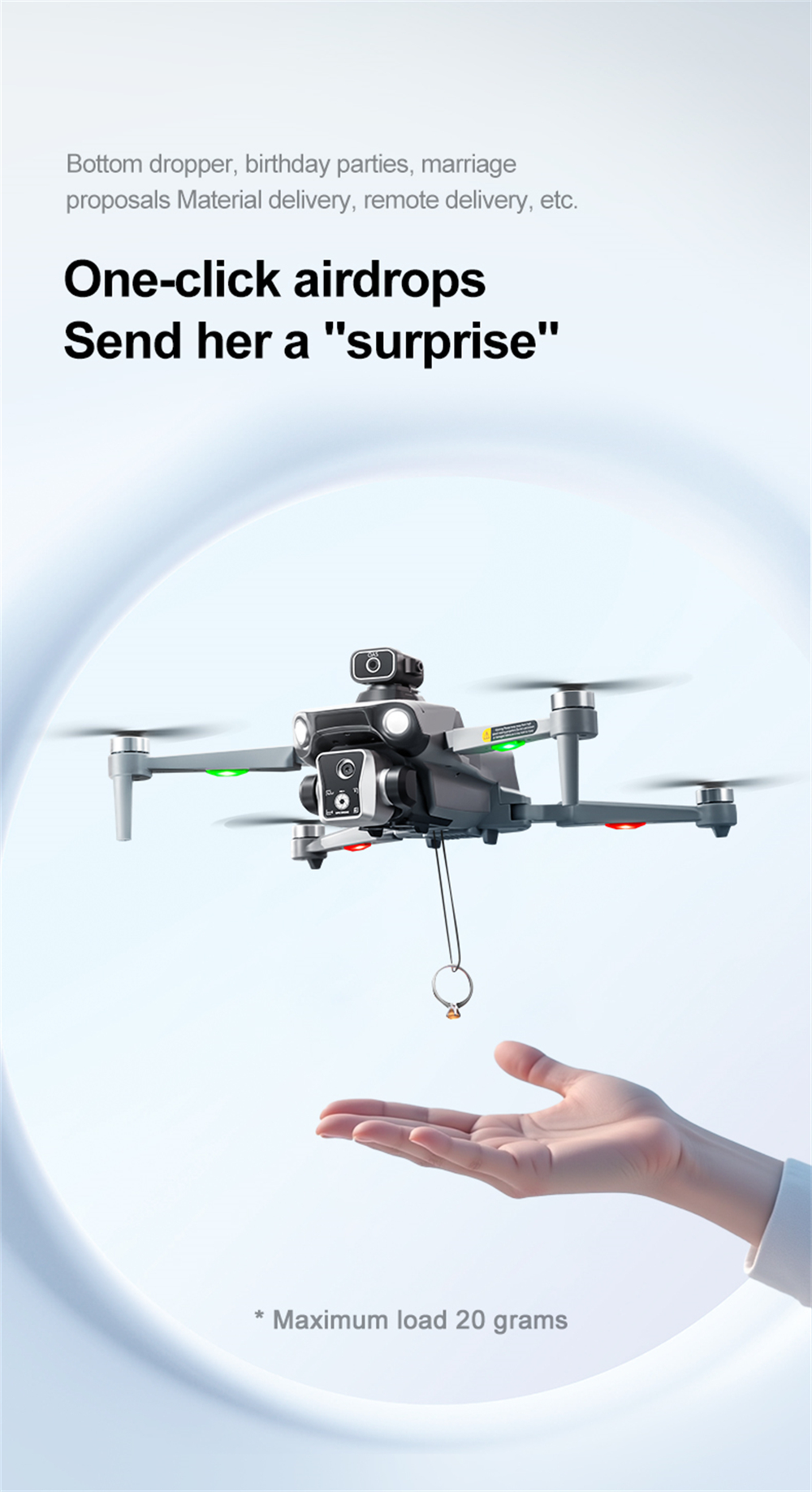 XKJ K19 MAX GPS 5G WiFi FPV with 5.9inch LCD Screen Controller HD Dual Camera Servo Gimbal 360° Obstacle Avoidance One-Key Airdrop Brushless Foldable RC Drone Quadcopter RTF