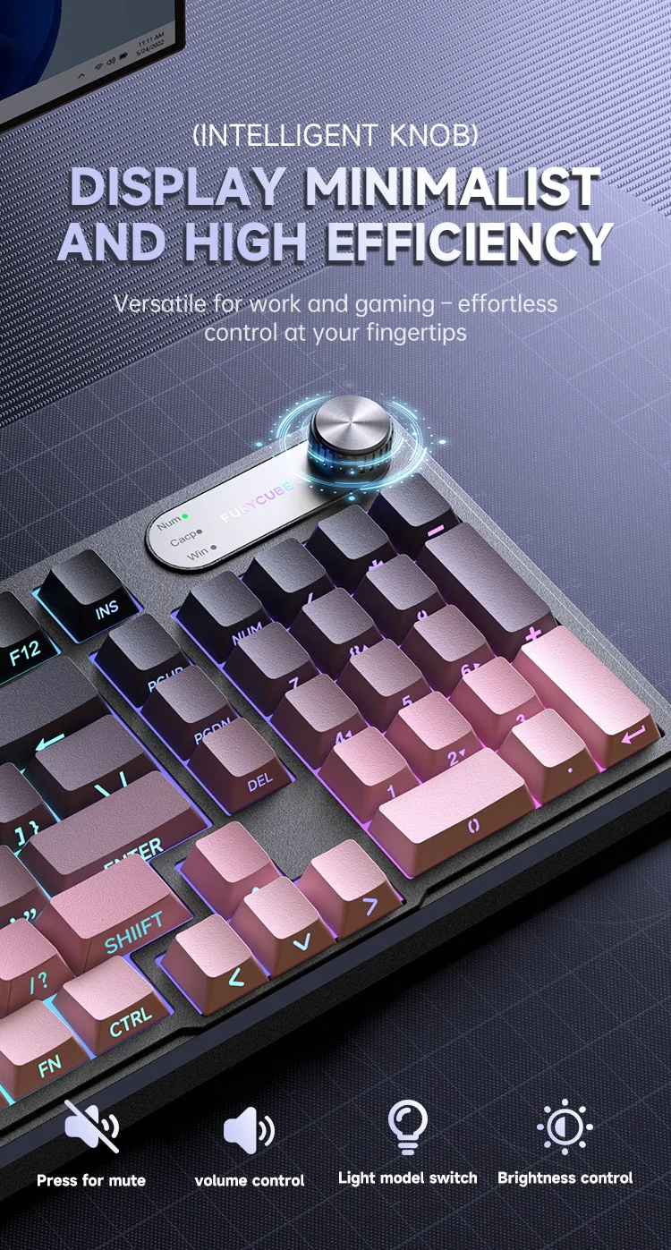 Venda FURYCUBE IP98 Teclados de jogo com 98 teclas e botão