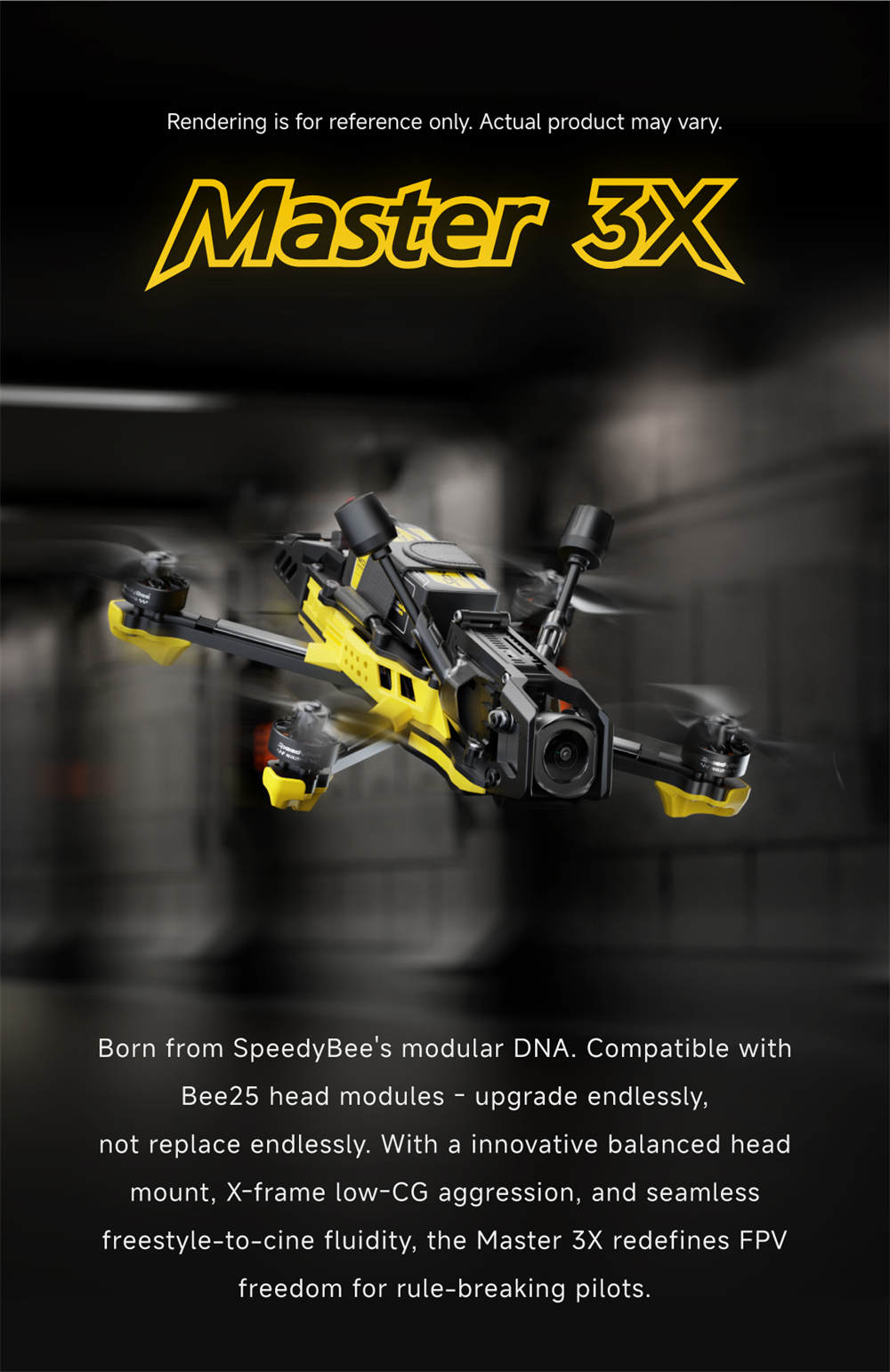 SpeedyBee Master 3X Modular 171mm 4S F4 FPV Racing Drone PNP BNF with O4 Pro / Power Version Optional
