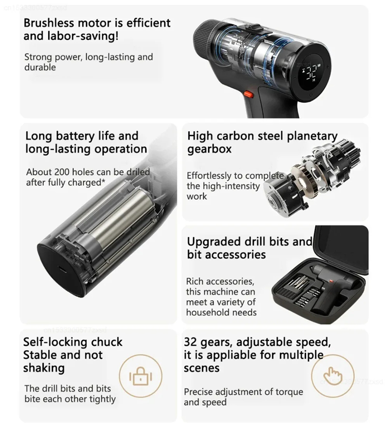 Xiaomi Mijia Brushless Electric Drill 2 50Nm Torque 1900mAh