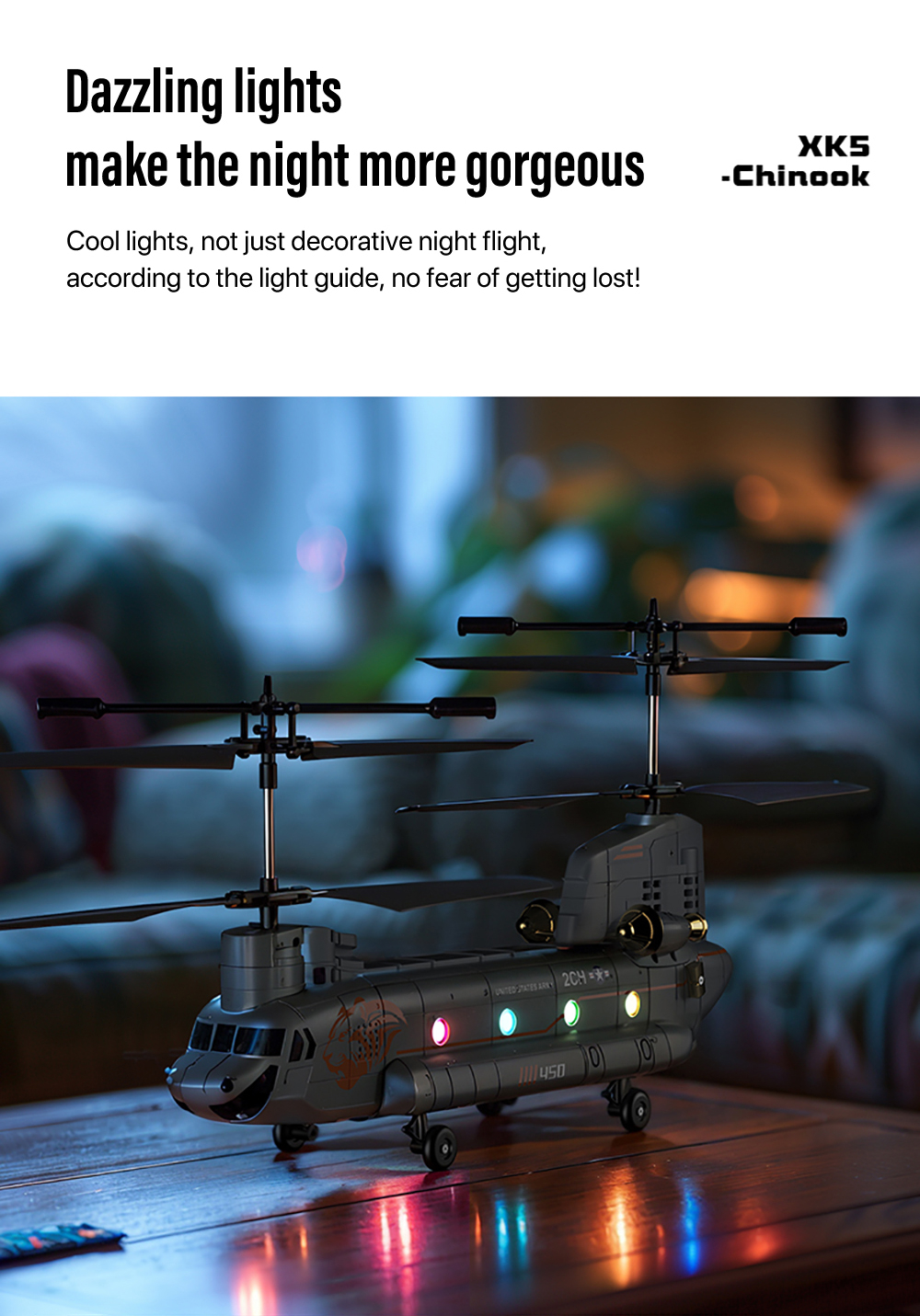 XKS XK5 Chinook 2.4G 3.5CH Dual-propeller Fixed-altitude Simulation RC Helicopter RTF