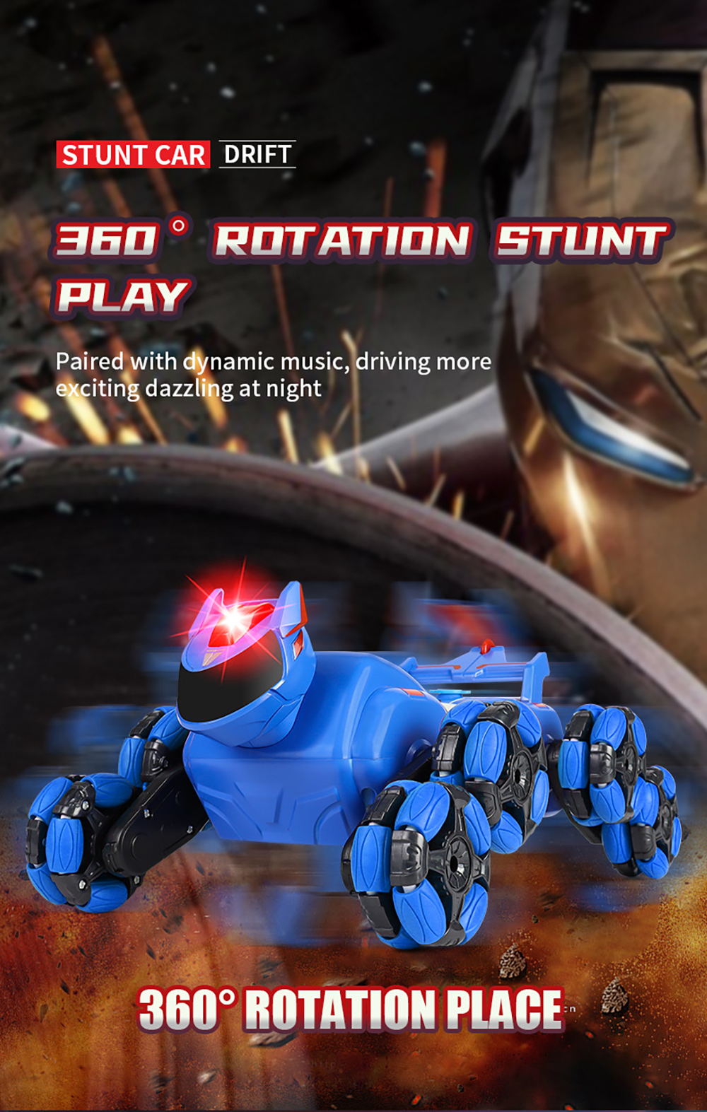 JC015 4WD RC Car Robot Dog Music Light Stunt Remote Control Car off-Road Control Boys Toys for Children Gifts
