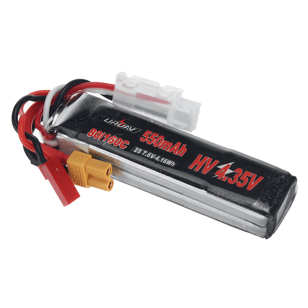 URUAV Power 7.6V 550mAh 80C/160C 2S HV 4.35V LiPo Battery XT30 Plug for RC Drone