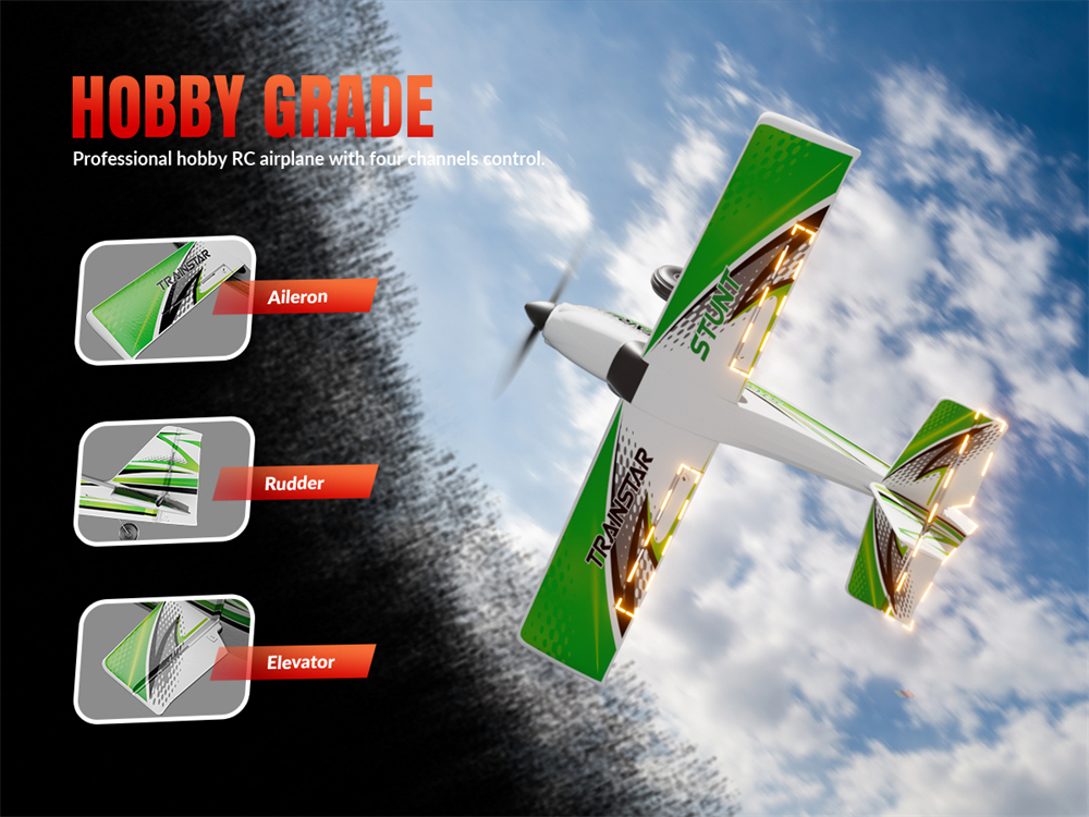 VolantexRC Trainstar Stunt 76804 500mm Wingspan 2.4G 4CH With 6-axis Gyro Brushless EPP RC Airplane Trainer Fixed Wing RTF