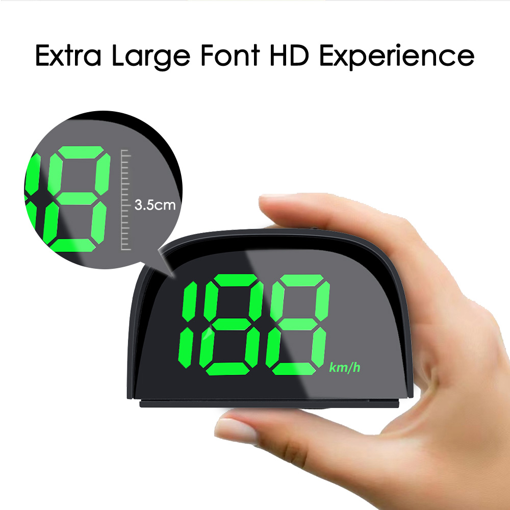 Car GPS HUD Digital Speedometer Display Green Light Plug and Play Big Font Car Electronics Accessories for All Cars