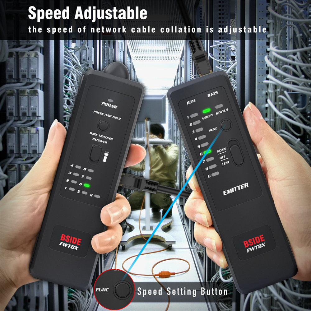 BSIDE FWT8X Network Cable Tracker Detecteur RJ11/45 Lan Ethernet Phone Wire Tester Finder Telecom Tool electrified Work 60V
