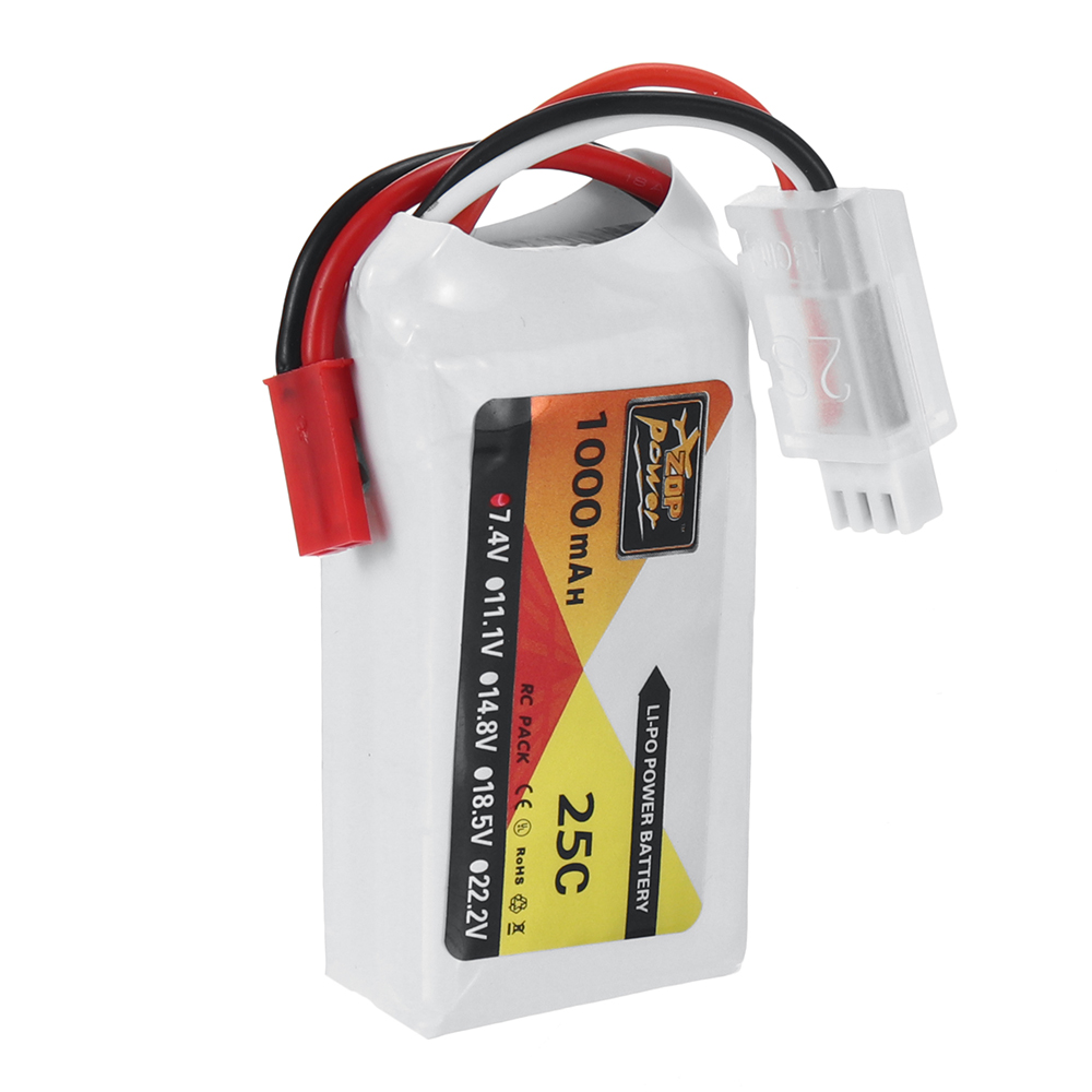 ZOP Power 7.4V 1000mAh 25C 2S LiPo Battery JST Plug for RC Drone