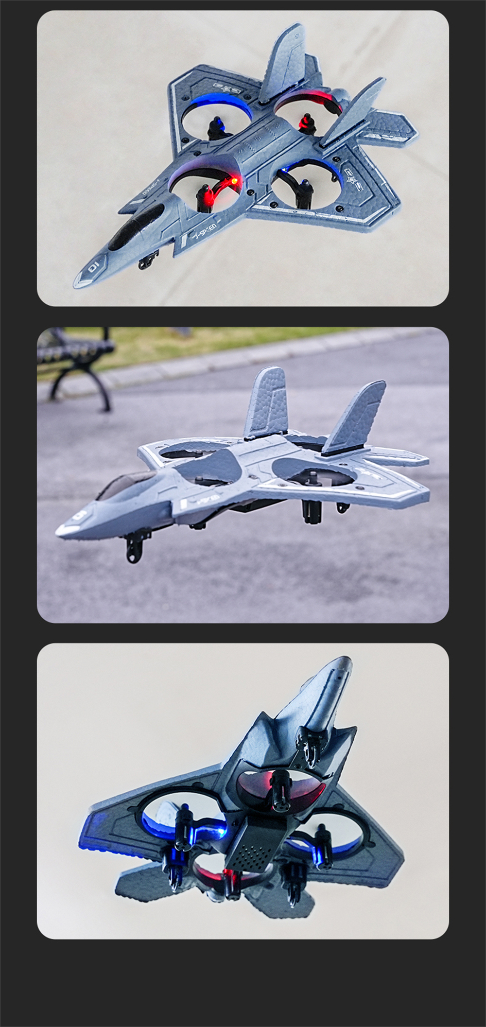 JJRC H128 2.4G EVA Fighter Altitude Hold Mode 360° Roll Turbofans Motors 4CH LED RC Toy Gift Remote Control Drone Airplane Quadcopter Stunt Glider RTF