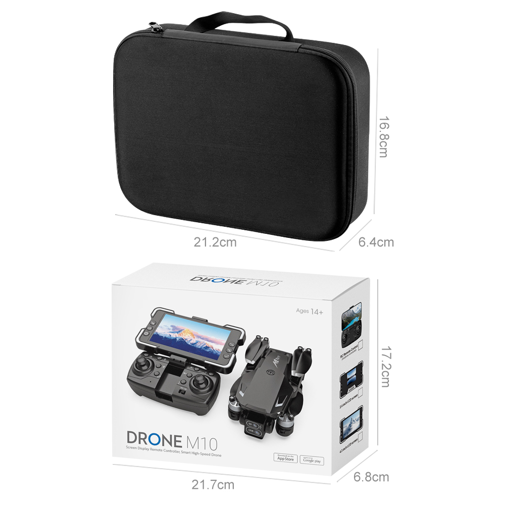 WLRC M10 WiFi FPV with 5.6inch Photographable Detachable Display Screen Controller Dual Camera Servo Gimbal Optical Flow Hover Brushless Foldable RC Drone Quadcopter RTF