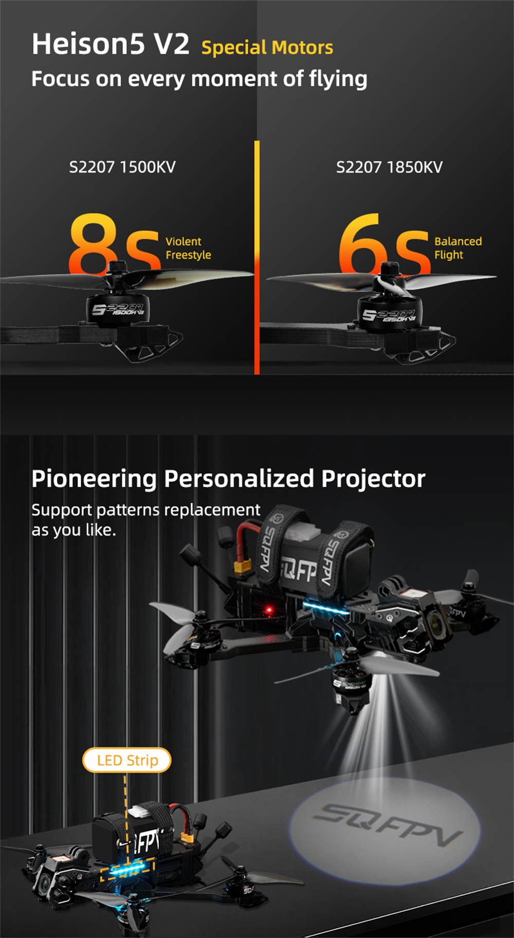 SEQURE SQFPV Heison V2 5X 5D Freestyle 5 Inch 6S 8S Cine FPV Racing Drone with M10 GPS DJI O4 Pro Air Unit Digital HD System