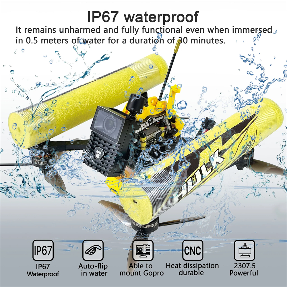 DarwinFPV HULK Ⅱ Analog / O4 Pro 227mm 6S 5 Inch Waterproof RC FPV Racing Drone BNF with 2307.5 Brushless Motor
