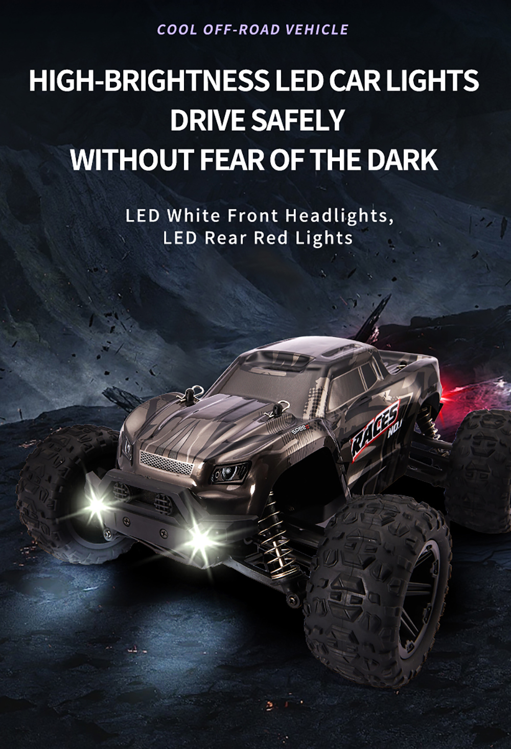 HX 1/14 2.4G 4WD RC Car Vehicle LED Light Off-Road High Speed Truck RTR Full Proportional Models Toys