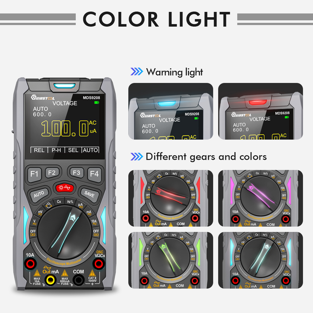 2023NEW MUSTOOL MDS9208 3In1 Oscilloscope Multimeter Signal Generator 12MHz 50Msps Portable High Storage Capacity Low Power Consumption