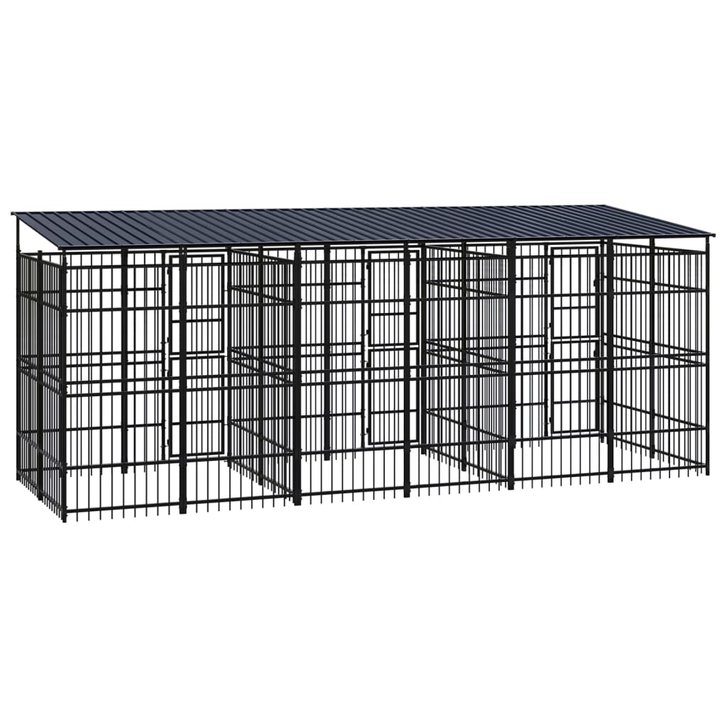 Outdoor Dog Kennel with Roof Steel 119 ft²