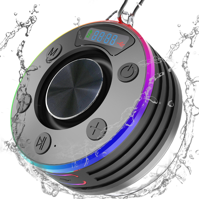 T7 IPX7 防水スピーカー RGB ポータブルBluetoothスピーカー 吸盤付き