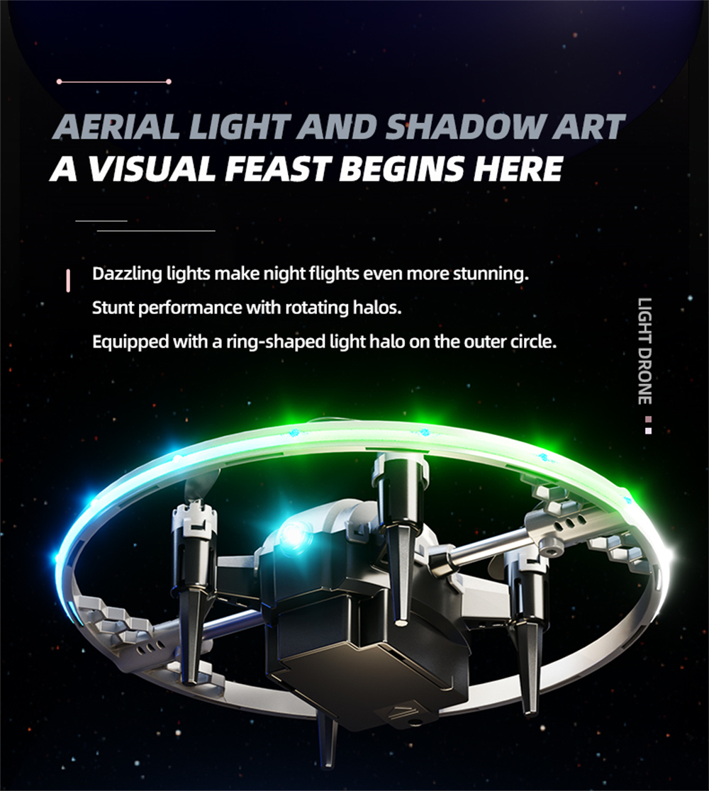 JJRC H131 AURORA BALL Stunt Light Ring 360° Spin Altitude Hold Mode RGB Color LED Circle Protection Kids Gifts 2.4G 4CH 6-Axis Remote Control RC Toys Drone Quadcopter RTF